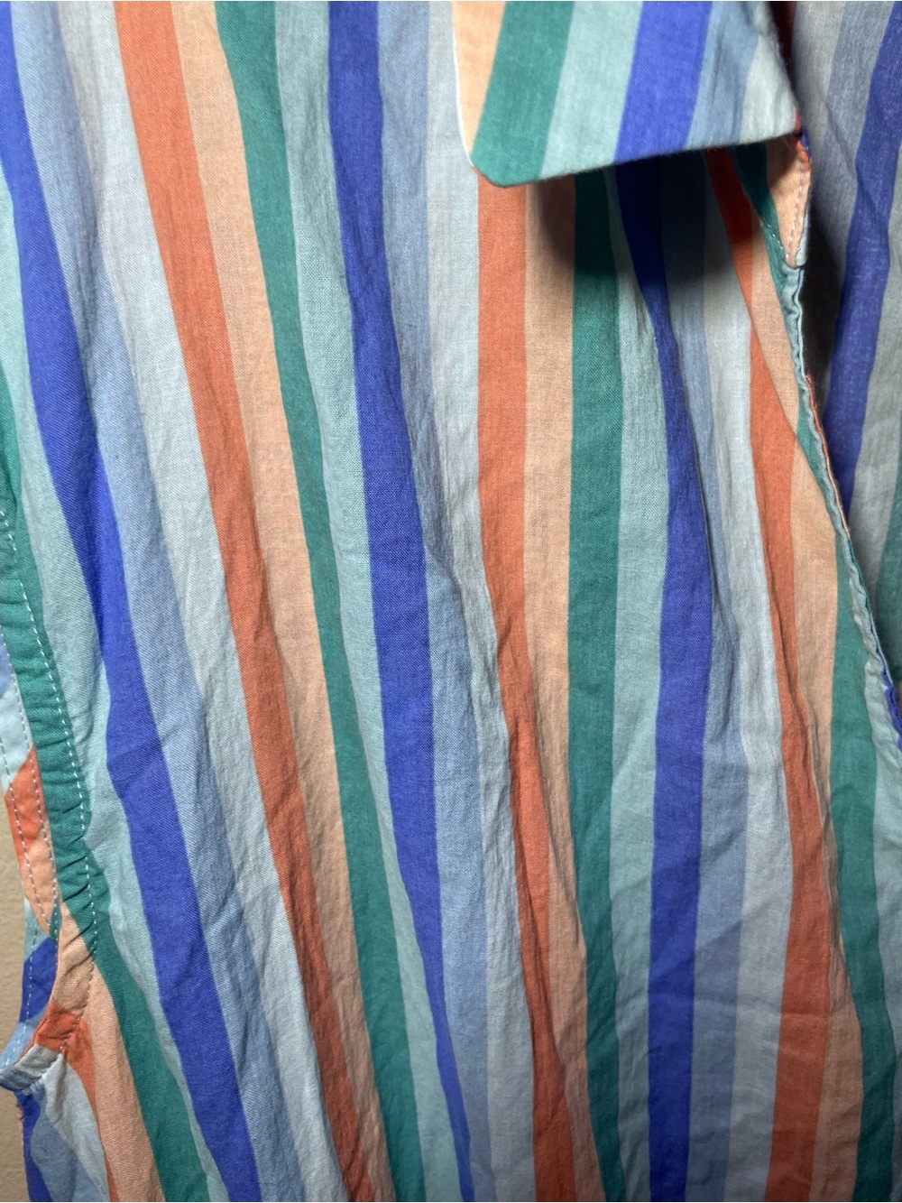 Le Bain Par Molly Bracken Striped Wrap Romper Size L Pastel Tie Waist Collared - Picture 8 of 8